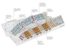 Axon of interior spaces shows how sustainability features were applied. - Photo Credit: Courtesy of team