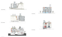 These drawings show floor plans of apartments and townhouses on each floor of the building. - Photo Credit: Brooks + Scarpa